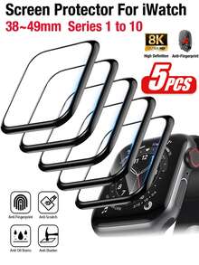 5pcs Screen Protector Birthday Gift For Family And Friends Watch Screen Protector Watch Protective Case Watch Accessories Waterproof Anti-Drop Anti-Scratch Anti-Fingerprint Full Coverage - Clear - View 1