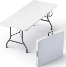 3/3.5/4/5.5/6/8 Ft Plastic Folding Table Perfect Indoor/Outdoor Dining Parties - White - View 1