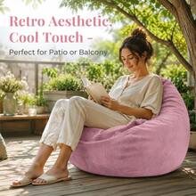 Lightweight Corduroy Bean Bag Cover, Pink/Sky Blue/Light Gray Breathable Slouchy Sofa Cover, Removable And Machine Washable Indoor Home Decor, Filling Not Included - Multicolor - View 7