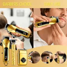 BLUTOOL Pro Precision 3-In-1 Men's Grooming Kit – Professional Hair Clipper, Detail Master Trimmer & Premium Foil Shaver Set, Barber-Quality Hair Cutting & Shaving System For Home Salon Use Home Barber Tool, Ideal For Travel And Gifts For Men - Gold-3pcs - View 2