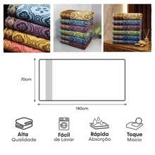 Large Soft Cotton Bath Towel With Luxury Print, 70*1.40 Cm - 紫色 - 查看 3