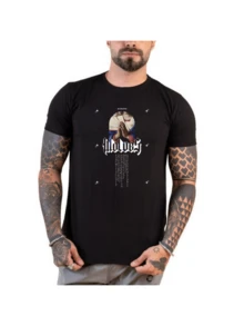 CAMISETA PARA CABALLERO CON ESTAMPADO WOLVES - Negro - Ver 1