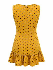Vestido de lunares retro francés marrón para mujer 2026, vestido de vacaciones elegante con volantes en el bajo y efecto estilizante - Multicolor - Ver 6