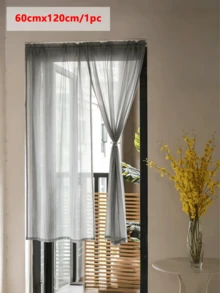 1 件装现代简约渐变薄纱窗帘，轻盈透气杆袋式薄纱窗帘，适用于客厅、厨房、咖啡厅、卧室家居装饰 - 灰色 - 查看 9