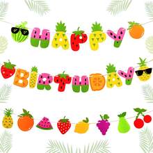 1 Set Fruit Theme Birthday Party Decorations, Happy Birthday Banner, Fruit Pattern Summer Fruit Theme Party Baptism Supplies - View 1