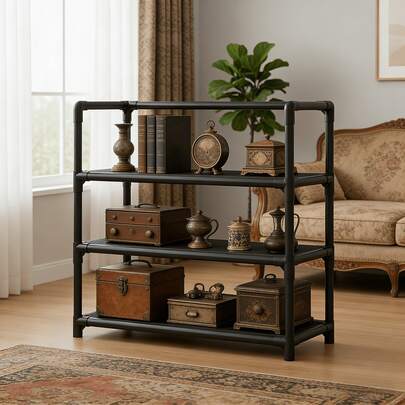 Durable 3/4/5-Tier Floor Shelf, Heavy-Duty Build, Tool-Free Assembly For Kitchen, Bathroom & Garage