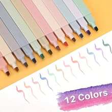24/12/6pcs Morandi Style Square Fluorescent Markers, Soft Tip Highlighter Pens, Colorful Quick-Dry Non-Smudging, Suitable For Diary, Notes, Study, Office Stationery - Square - View 3