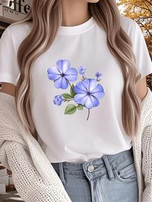 Lilac Flowers Symbolize Calm, Hope, And Renewal, Inspiring A Sense Of Serenity And Natural Beauty, Perfect For Expressing Elegance And Softness In Every Moment. This Modern And Comfortable Casual Women's T-Shirt Is Ideal For Everyday Wear. - 白色 - 查看 6