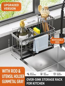 Multifunctional Sink Dish Drying Rack, Stainless Steel Cutlery Holder With Drain Basket, Suitable For Small Kitchen Space - Multicolor - View 12