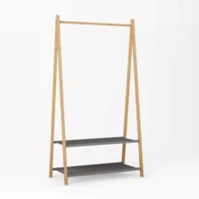 Clothes Rack Made Of Bamboo, Natural & Anthracite - Natural - View 8