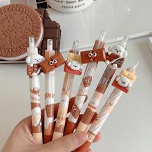 3pcs/6pcs Cartoon Cute Erasable Ballpoint Pen With Eraser, Blue Ink, Comes With 1 Random Color Eraser As Gift - A - View 1