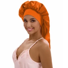 ZTZI Women's Extra Long Hair Bonnet, Elastic Wide Band Sleep Cap For Hair Care, Anti-Frizz Bonnets, Solid Color Casual Polyester Bonnet For Home Use, All Seasons - BC Color Matching Elastic 9008 - View 25