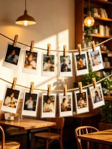 Customized Laminated Photos With Jute Rope And Wooden Clips, Suitable For Graduation, Wedding, Birthday, Party Gifts, Home Decor In Living Room And Bedroom. Waterproof, Long-Lasting, Damage-Resistant Photos. Mini Wooden Clips And Jute Rope - Reusable, Space-Saving, Multipurpose Decor Clips For Photo Display - Photo Of the Film Coating - View 9