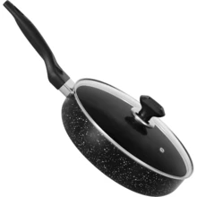 Marble Non Stick Fry Pan With Lid Induction Pan With Handles Premium Quality Cooking Pan Compatible With Gas & Electric Hob Easy Clean Cookware Sturdy - View 1