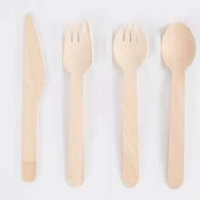 9pcs/12pcs/19pcs Birch Disposable Wooden Cutlery Set, Wooden Knife Fork Spoon, Birch Wood Tableware Set For Cake Dessert Honey Spoon, Wooden Cutlery With Lettering - Champagne - View 10