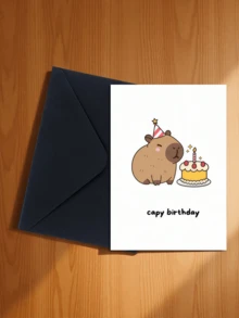 Cute Capybara Birthday Card With Envelope - Funny Cartoon Animal Design, Suitable For Anyone, Celebration Card, Great For Best Friends And Loved Ones - A - View 19