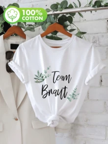 Soft Green Branches Surrounding Artistic Lettering Symbolize Unity, Harmony, And Natural Connection With A Modern Touch To Express Positive Energy And Casual Style. Comfortable And Cool Women's T-Shirt For Everyday Wear - White - View 6