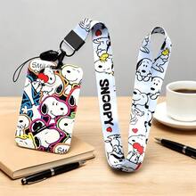 Bộ 1 ví đựng thẻ và dây đeo in hình Snoopy graffiti, hộp đựng thẻ ID di động hoạt hình, đồ dùng học tập/văn phòng phẩm. - Nhiều màu - Xem 7