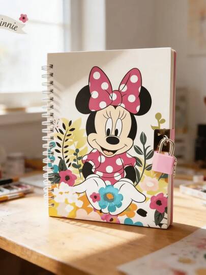 Disney Diário Infantil Caderno Cadeado Princesas Stitch Sereia 48 Folhas Presente Papelaria Escolar Menina Colorido Anotações Desenhos Criatividade