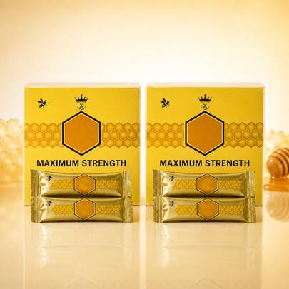 2-Pack Energy Support Honey Jelly Sachets, Ginseng & Bee Pollen Herbal Mix, 24 Count 20G Per Pack
