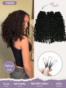 Y WIGS Extensiones de cabello humano rizado natural 100% natural, 150 hebras 180g 16-22 pulgadas, trenzas de diosa sedosas y sin costuras, adecuadas para verano, Navidad, cosplay, boda, festival de música - Natural Black - Ver 13
