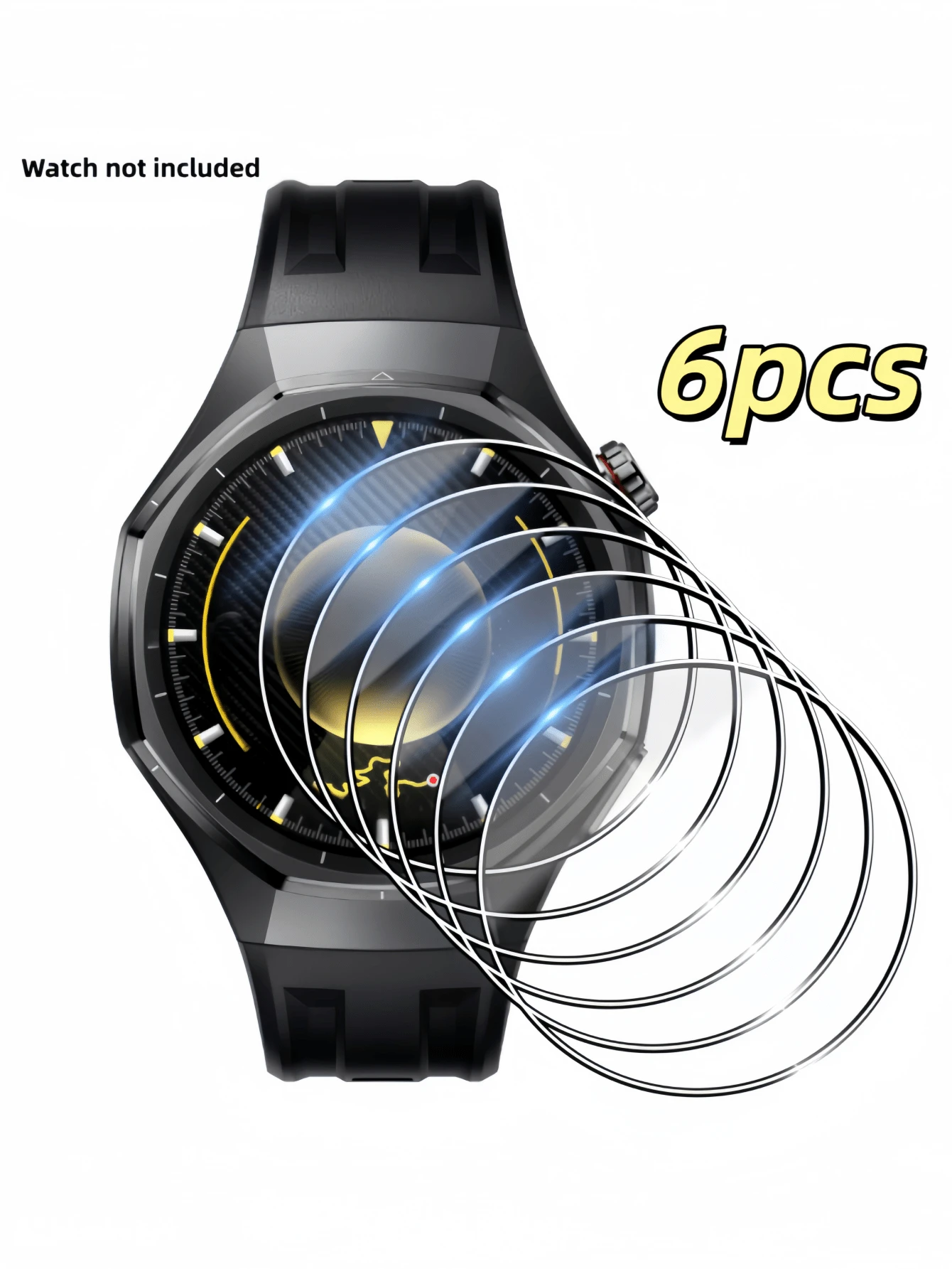 (Lot de 6) Compatible pour Hw Watch GT 6/GT 6 Pro/GT 5/GT5 Pro/Watch GT 4/Watch GT Runner 2/Watch Ultimate 41mm/42mm/43mm/46mm, protecteur d'écran en verre trempé anti-rayures, compatible avec la coque, HD ultra, sans bulles, installation facile