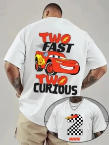 (Disney Licensed T Shirts)Disney PIXAR1 Cars Lightning McQueen "Two Fast Two Curious" Graphic Tee Men's Oversized Crew Neck Short Sleeve T-Shirt, Casual Streetwear With 95 McQueen Print, Racing Themed Loose Fit Casual Top, Mens Clothes, Men, Ropa De Hombre, Summer Clothes, Men Shirts, Graphic Tees, Disney Outfits Men, Graphic Tees, Camisetas Para Hombre, Camisas Para Hombre, Summer Outfits For Men, Father's Day Gift, Perfect Gift For Family And Friends, Which Are Necessary For Birthday Parties, Disney Shirts, Mens Clothes, Summer Clothes, Officially Licensed Disney T-Shirts, Disney Men's And Women's Spring/Summer Fashion Casual Short-Sleeve T-Shirts, Disney Top - trắng - Xem 1