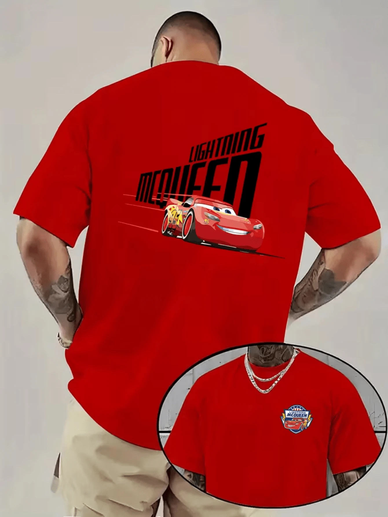 (Disney Licensed T Shirts)Disney PIXAR1 Cars Lightning McQueen "Lightning McQueen" Speed Graphic Tee Men's Oversized Crew Neck Short Sleeve T-Shirt, Casual Streetwear With Fast Car Silhouette Print, Minimalist Racing Loose Fit Casual Top, Mens Clothes, Men, Ropa De Hombre, Summer Clothes, Men Shirts, Graphic Tees, Disney Outfits Men, Graphic Tees, Camisetas Para Hombre, Camisas Para Hombre, Summer Outfits For Men, Father's Day Gift, Perfect Gift For Family And Friends, Which Are Necessary For Birthday Parties, Disney Shirts, Mens Clothes, Summer Clothes, Officially Licensed Disney T-Shirts, Disney Men's And Women's Spring/Summer Fashion Casual Short-Sleeve T-Shirts, Disney Top - Đỏ - Xem 1