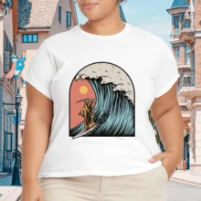 Camiseta Holgada Plus Size para Mujer con Manga Corta - Blanco - Ver 4