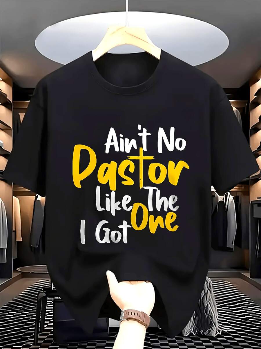 Camiseta Divertida de Regalo de Acción de Gracias para Pastor - Camiseta con Humor Religioso "Ningún Pastor es Mejor que Yo" - Negra con Letras Amarillas - Regalo Unisex para Pastor Cristiano - Camiseta de Algodón Suave con Cuello Redondo - Ropa Religiosa Lavable a Máquina, Ropa Inspirada en la Fe, Estilo Casual Urbano, Impresión de Calidad - Negro - Ver 1