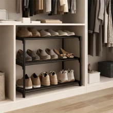 Estantería para zapatos de 3 niveles que ahorra espacio - Fácil de montar, estantería de almacenamiento multifuncional adecuada para pasillo, armario y garaje, construcción duradera de plástico/metal, se adapta a varios tamaños de habitación - Multicolor - Ver 4