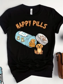 Open Jars Releasing Puppies Symbolizing Joy And The Healing Energy Of Tenderness In Times Of Sadness. A Fun And Casual Women's T-Shirt, Ideal For Dog Lovers. - 黑色 - 查看 1