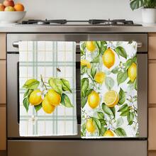 2 piezas Paños de cocina con estampado de limón, material de poliéster suave, paños de platos, adecuados para decoración de cocina, limpieza, decoración de fiesta festiva, artículos esenciales de cocina y baño, decoración del hogar, regalo de inauguración de la casa - Multicolor - Ver 6