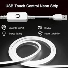 LITSHOW 霓虹LED燈條附觸控開關，IP67防水，USB供電無點狀柔性繩燈，光線均勻，可裁剪自黏膠帶，適用於臥室、鏡子、樓梯、層架、梳妝台、展示櫃、派對、婚禮、節日及居家裝飾 - 白光(6000K) - 查看 1