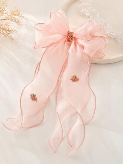 1pc Cute Bowknot Hair Clip, Mesh Design, Suitable For Girls, Can Be Used For Half Ponytail