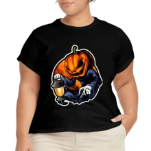 Camiseta Gráfica Casual para Mujer Plus Size de Verano - Negro - Ver 2