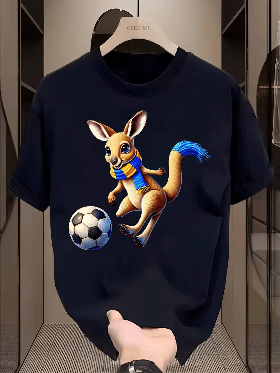 Men's Short-Sleeved T-Shirt, Officially Licensed For The World Cup, Solid Color Print, Summer Wear, Casual, Versatile, Sporty, Quick-Drying, Slim Fit, Loose, Breathable, Mesh, Anniversary Or Birthday Gift. - 黑色 - 查看 1