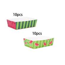 10/20/40pcs Green & Red Watermelon Pattern Paper Food Trays - 5.3" X 3.5" X 1.7" Summer Fruit Theme Snack Boats, For Fries, Nachos, Hot Dogs, Summer Pool Party, BBQ, Baby Shower, Holiday, Event, Birthday Supplies For Men & Women - Multicolor - View 9