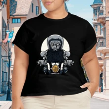Camiseta Ligera Casual para Mujer Plus Size de Verano - Negro - Ver 4