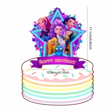 1 unidade de cartão decorativo para ovo de aniversário com tema de grupo feminino (2026), ideal para decoração de sobremesas em festas de aniversário. Perfeito para festas com tema K-POP. - Multicolorido - Ver 4
