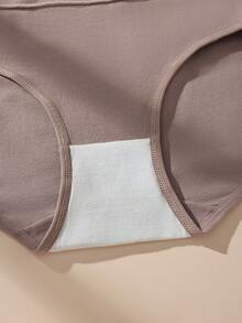 1 chiếc quần lót nữ cotton cạp cao màu kaki, kiểu dáng thường ngày, thoải mái và thoáng khí. - Màu Khaki - Xem 9