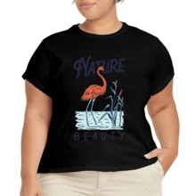 Camiseta Elegante Plus Size para Mujer con Estampado Moderno - Negro - Ver 2