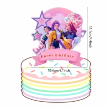 1 pieza Tarjeta de inserción de decoración de huevo del nuevo grupo de chicas 2026 para decoración de postre de fiesta de cumpleaños, adecuada para decoración de fiesta de cumpleaños. Decoración de fiesta temática K-POP - Multicolor - Ver 3