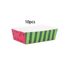 10/20/40pcs Green & Red Watermelon Pattern Paper Food Trays - 5.3" X 3.5" X 1.7" Summer Fruit Theme Snack Boats, For Fries, Nachos, Hot Dogs, Summer Pool Party, BBQ, Baby Shower, Holiday, Event, Birthday Supplies For Men & Women - Multicolor - View 10