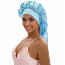 ZTZI Women's Extra Long Hair Bonnet, Elastic Wide Band Sleep Cap For Hair Care, Anti-Frizz Bonnets, Solid Color Casual Polyester Bonnet For Home Use, All Seasons - BC Color Matching Elastic 9008 - View 22