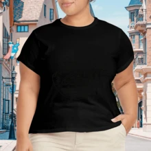 Camiseta Artística para Mujer Plus Size con Estampado Casual - Negro - Ver 4