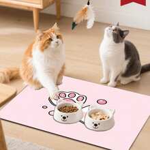 1件装猫咪喂食垫,宠物食品和水碗垫,吸水性强的狗狗喂食垫,易于清洁的狗狗饮水垫,室内宠物狗放置垫 - 淺粉色 - 查看 13