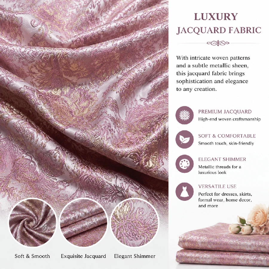 1pc, Exquisite Embroidered Brocade Fabric, 150g/Sqm, Polyester Material, Pre-Cut, Hand Wash Only, Suitable For DIY Handicrafts, Sewing, Clothing And Home Decor - Multicolor - View 1