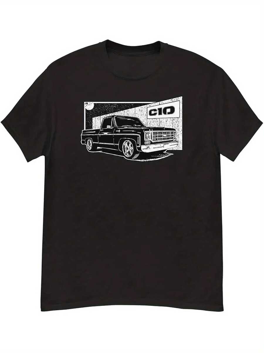 Unisex Aggressive Threadsquare Body C Truck T-Shirt For Men And Women, Square Body T-Shirt With Round Eye For Pickup Truck - 黑色 - 查看 1