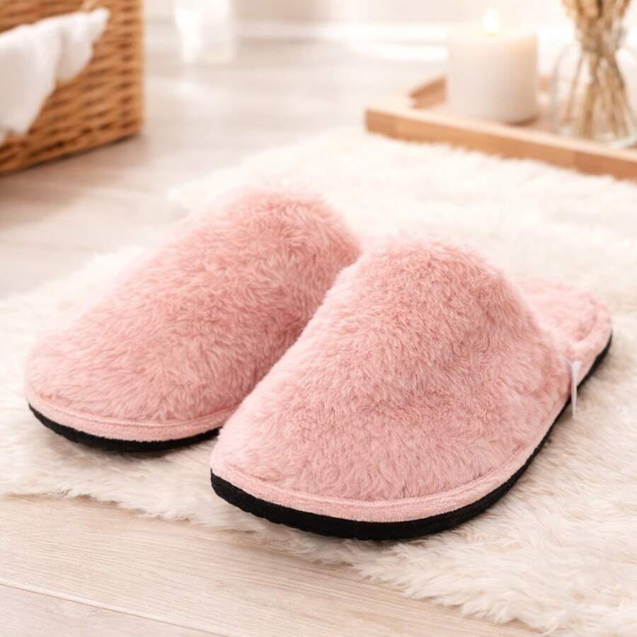 Plush-Lined Slippers, Sizes 27 To 44, Non-Slip, Comfortable And Warm. - 淺粉色 - 查看 1